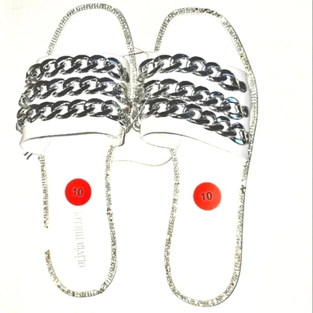 Olivia Miller Chain Detail White Jelly Sandals